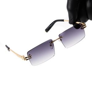Retro Elegant Rimless Purple Tint Sunglasses